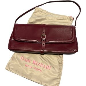 Isaac Mizrahi Red Leather Shoulder Bag with Dust Bag